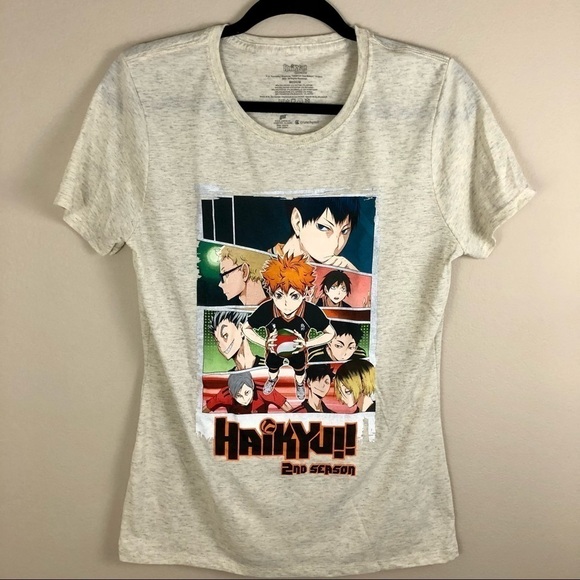 Haikyu 2nd season Anime beige cream short sleeve graphic tee womens size Medium - Picture 2 of 6